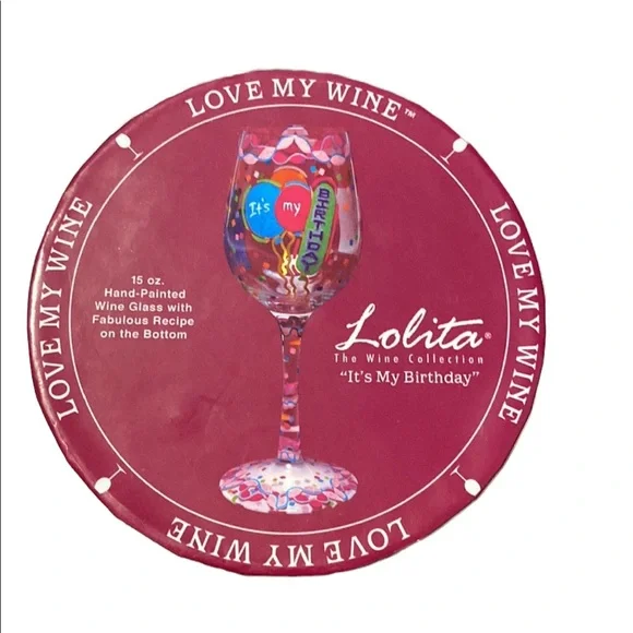 LOLITA hand painted wine glass “It’s My Birthday” - Picture 5 of 6